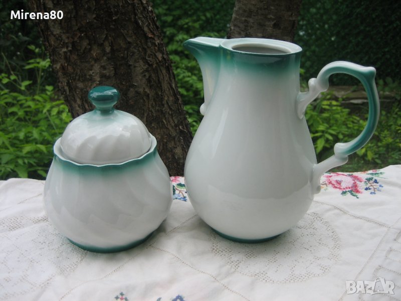 Български порцелан зелен сет, снимка 1