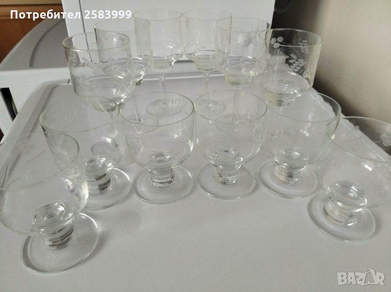 РЕТРО кристални чаши 6 бр.за ракия 6 бр.вино , снимка 1