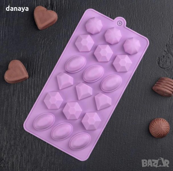 2418 Силиконова форма за бонбони и лед Скъпоценни камъни, снимка 1