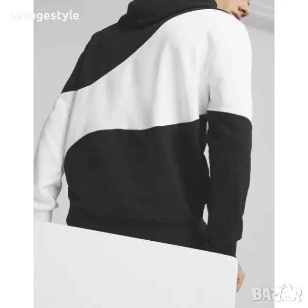 Спортно горнище puma power cat colorblock hoodie black white, снимка 1