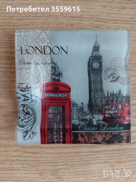 красив стъклен пепелник Лондон, снимка 1