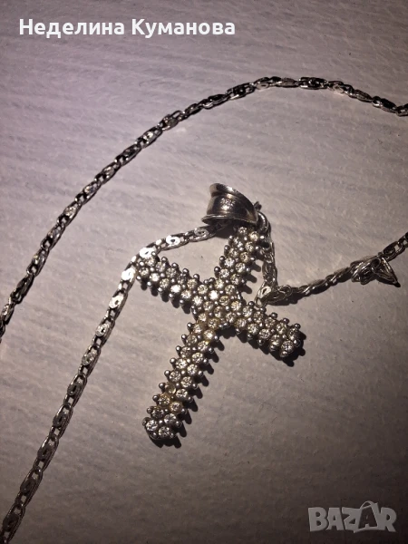 Сребърен кръст със синджирче, снимка 1