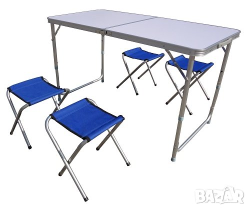Сгъваем къмпинг сет MDF маса и 4 стола, снимка 1