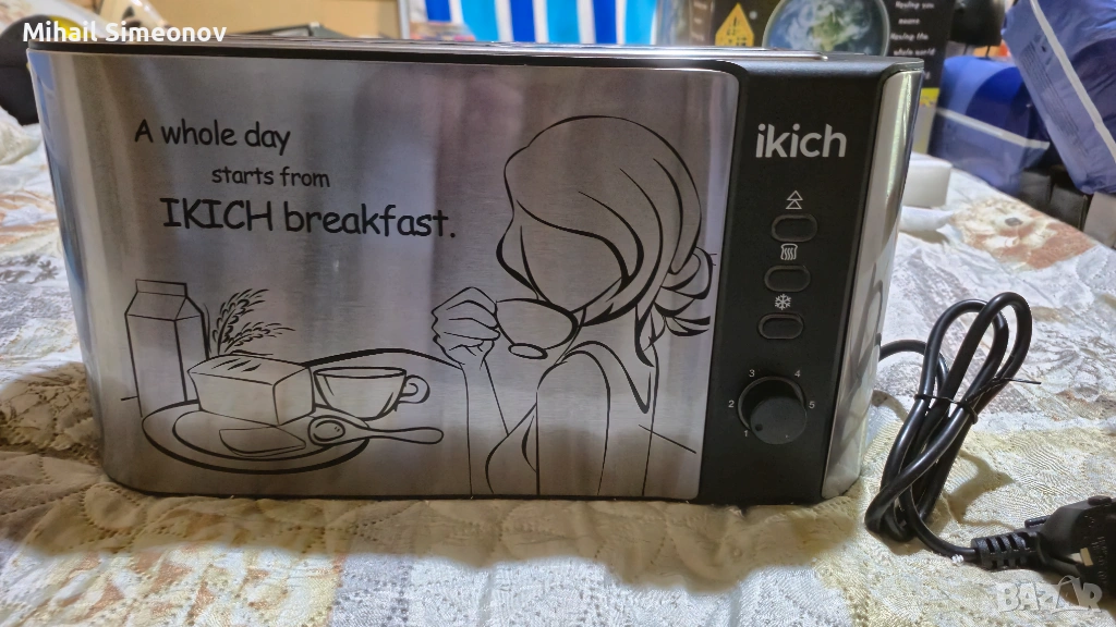 IKICH тостер за 4 филийки, неръждаема стомана, екстра широк тостер с 4 дълги слота., снимка 1
