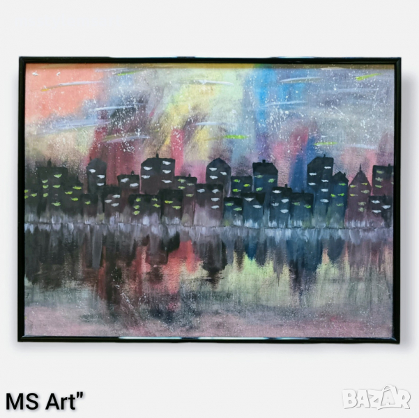 Дъждовен залез" Картина маслена живопис, снимка 1