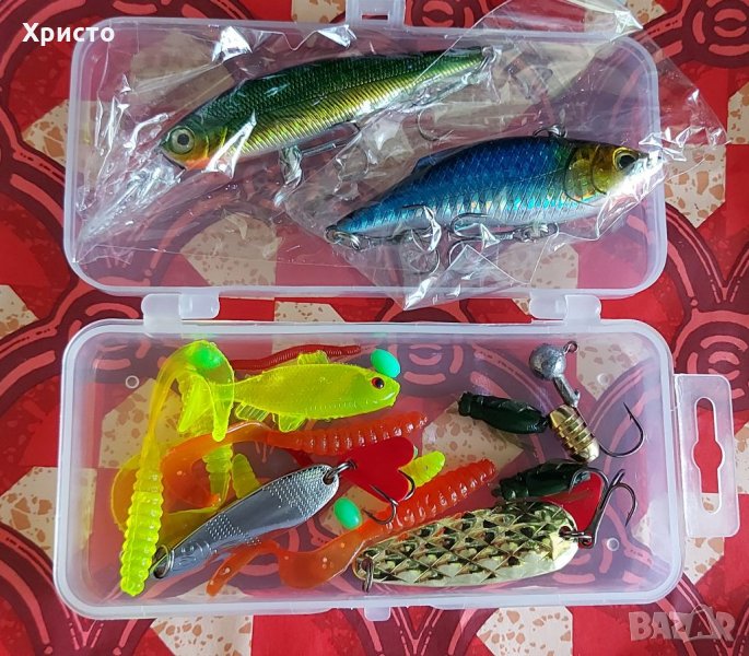 Рибарски комплект за 14лв общо, воблери силикони блесни , снимка 1