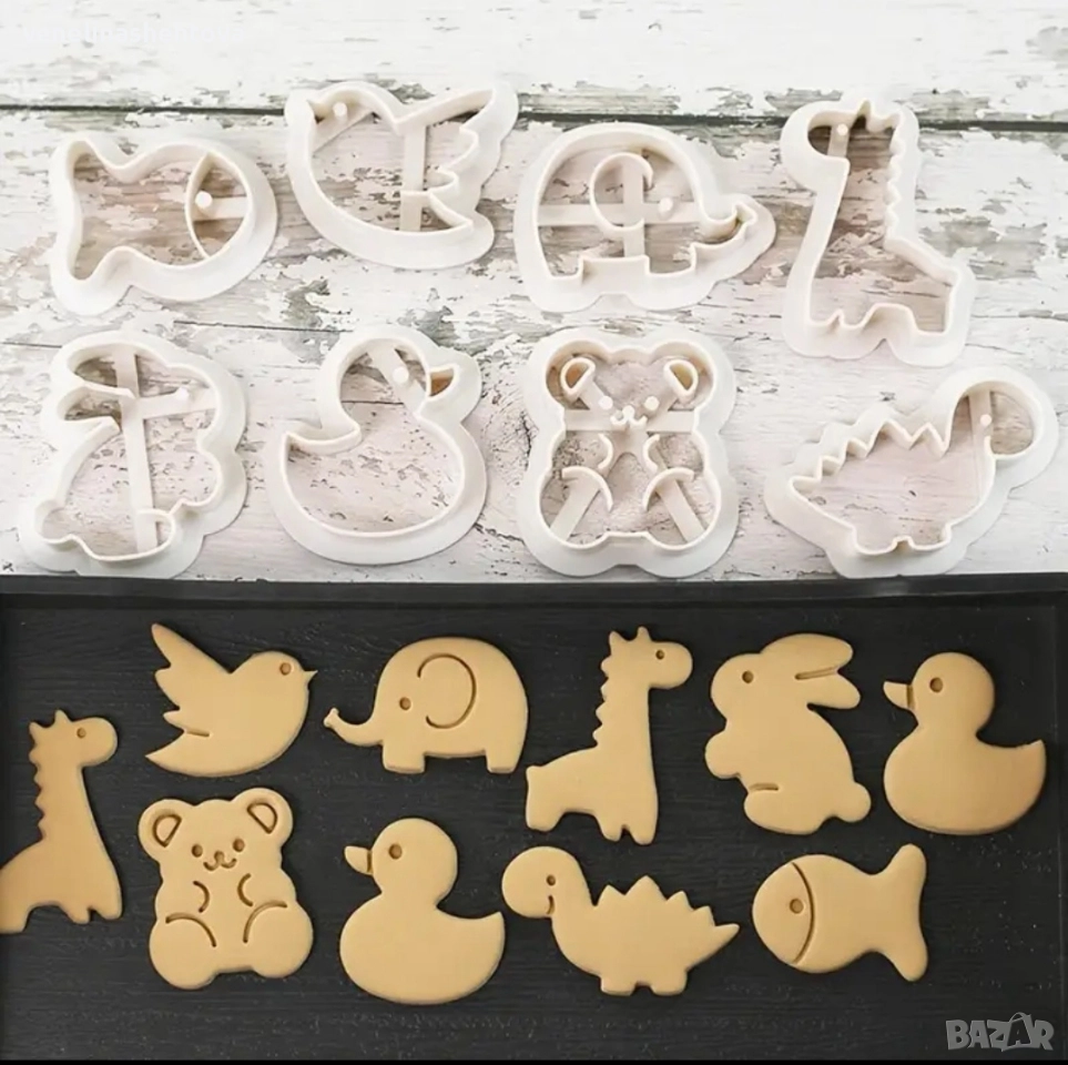 8 броя малки резци резец пате мече рибка тесто фондан декорация , снимка 1