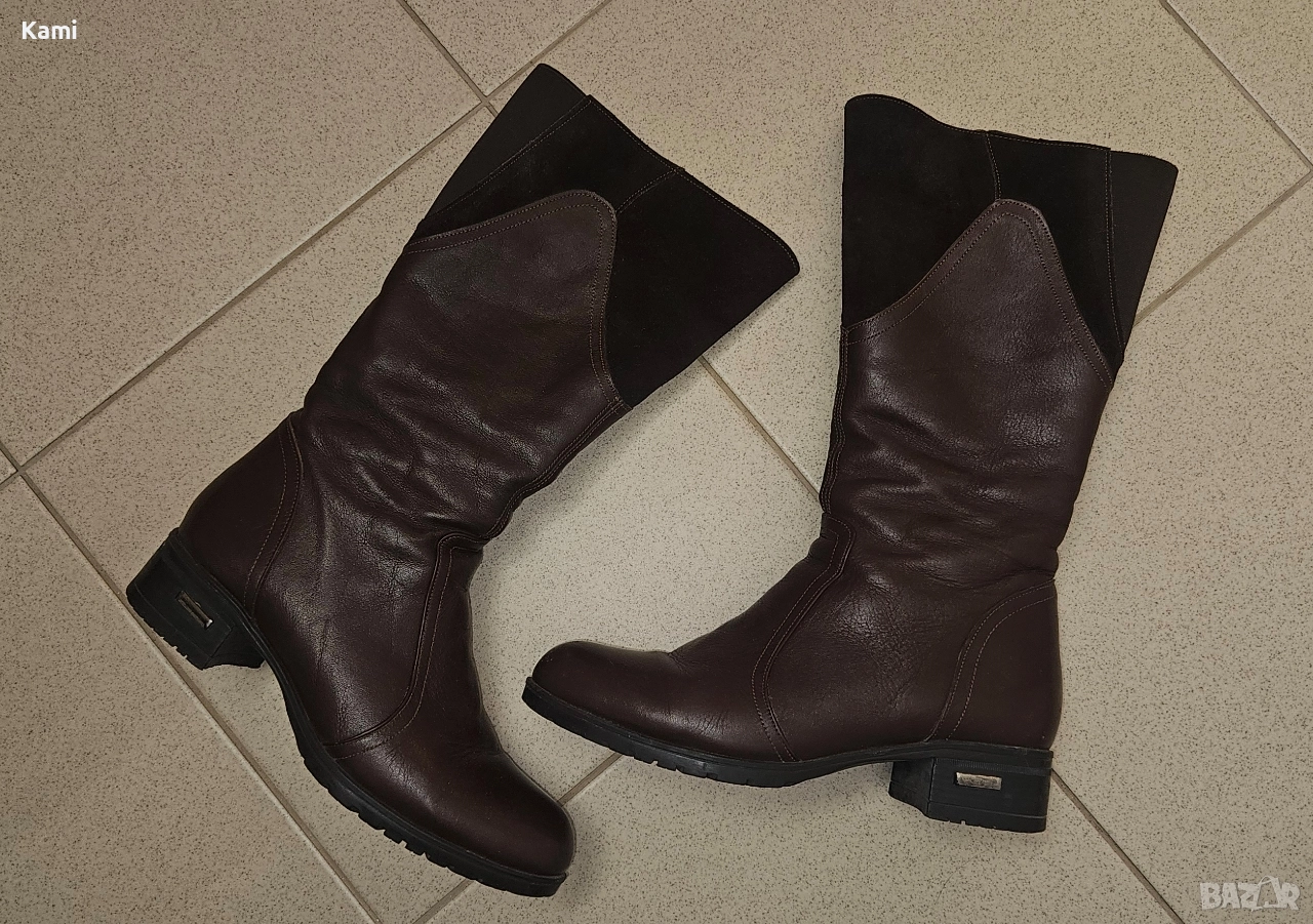 Топли кафяви ботуши, естествена кожа, номер 37, снимка 1