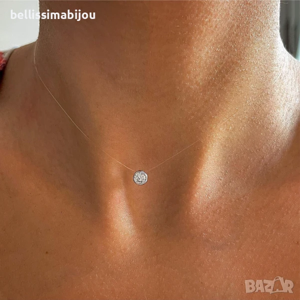 Дамско Нежно Колие на Прозрачна Корда, снимка 1