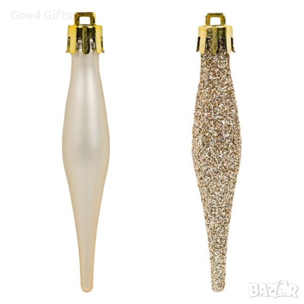 18 броя Комплект Златни висулки за елха, 8см, снимка 1