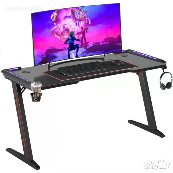 ПРОМОЦИЯ Геймърско бюро с LED RGB осветление WISFOR JJ-ZT823, снимка 1