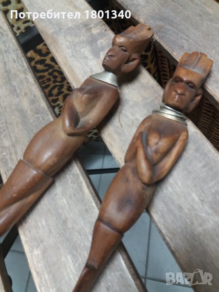 Стари дървени дълги африкански прибори, снимка 1