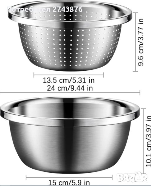 КОМПЛЕКТ КУПА С ЦЕДКА 2В1,ИНОКС,РАЗМЕР-24СМ ,ИНДУКЦИЯ, снимка 1
