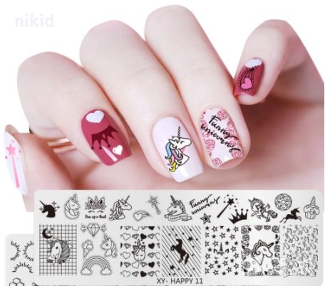 XY-H11 Еднорог Unicorn тясна щампа шаблон за печат на нокти маникюр, снимка 1