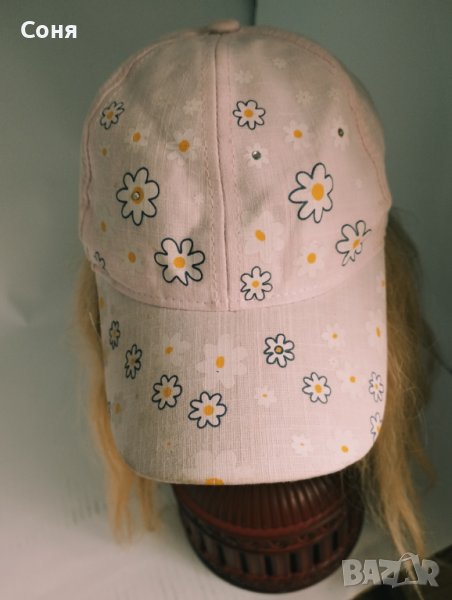 детска шапка лятна с козирка , с мотив цветя и камъни -3-4-5 години  , снимка 1