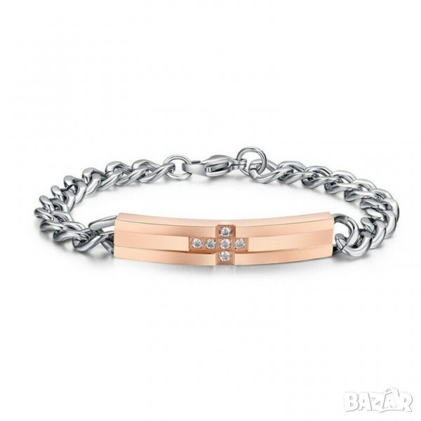 Стилна гривна от неръждаема стомана с топази, снимка 1