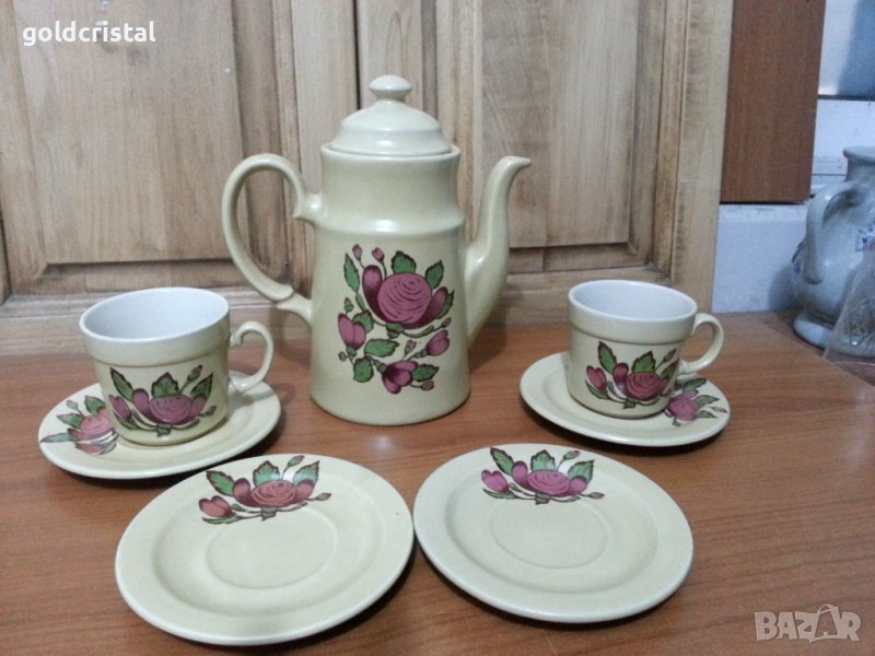 Стар български порцелан чайник и чаши за кафе , снимка 1