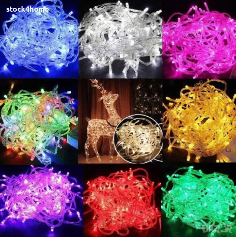 Коледни лампи за елха многоцветна светлина 5 метра, 140 LED, Коледна украса, снимка 1