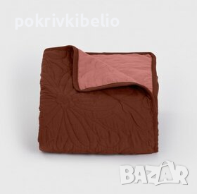 #Покривка за легло, #Шалте - Кафяво и Праскова- АРЕНА .Произход България., снимка 1