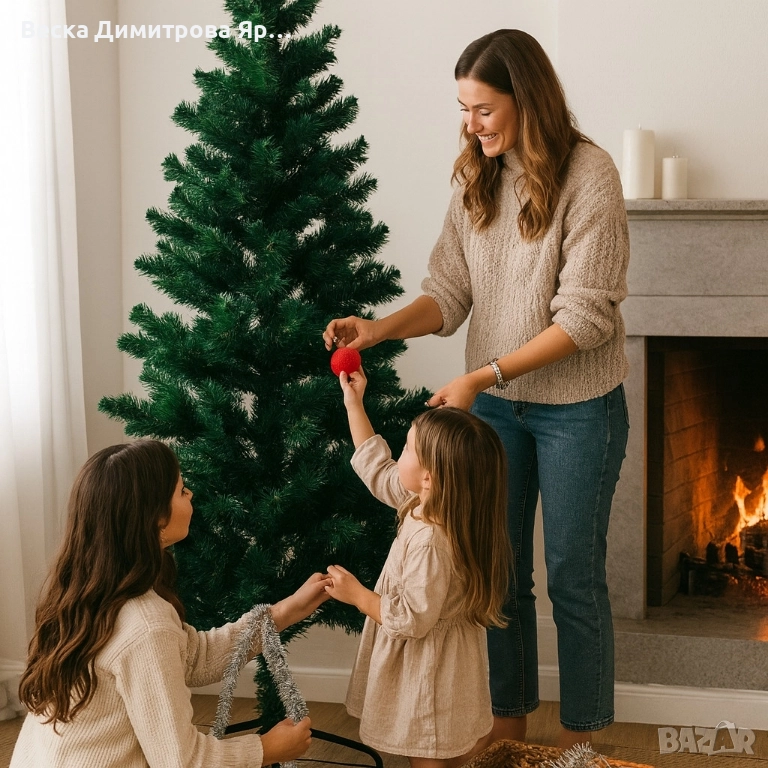 Коледна елха с естествен вид и лесен монтаж - 180см, снимка 1