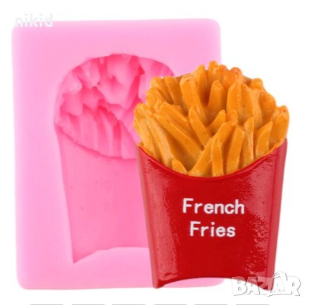 Пържени картофи пакет силиконов молд форма украса торта фондан шоколад гипс, снимка 1