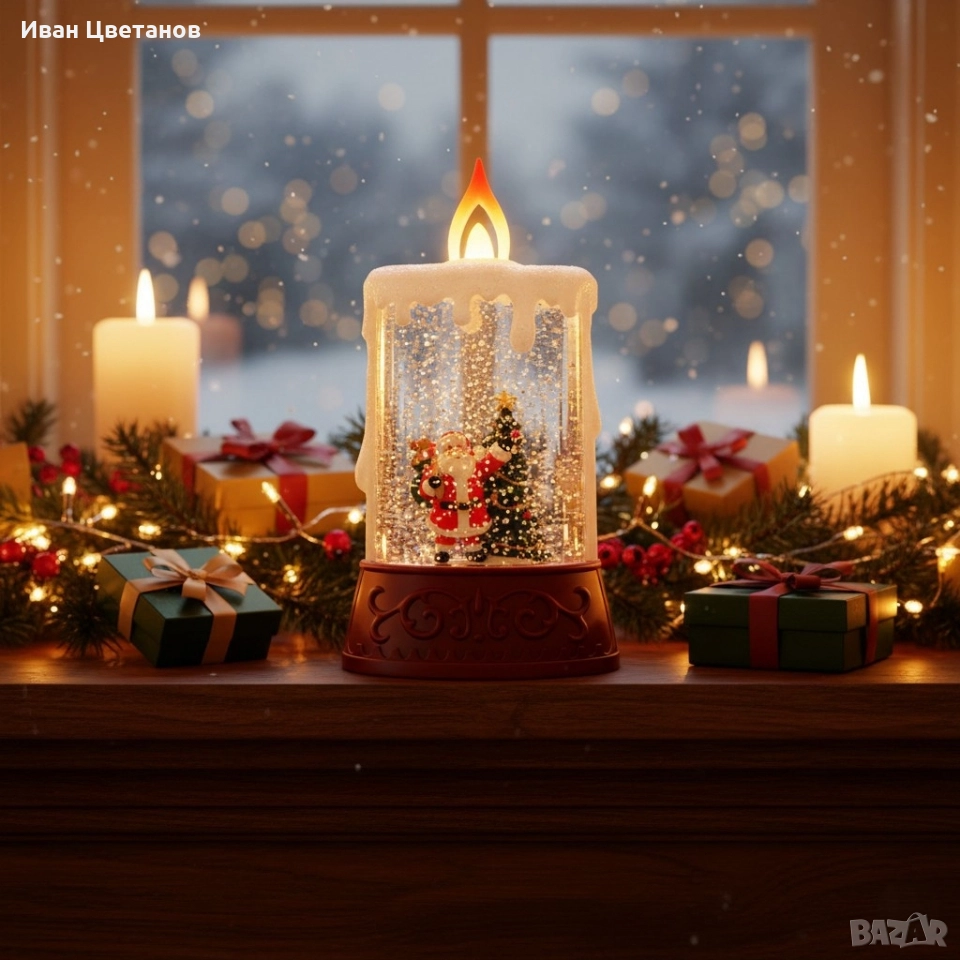 Коледна декоративна LED свещ – Безопасна, блестяща и идеална за одарък, снимка 1