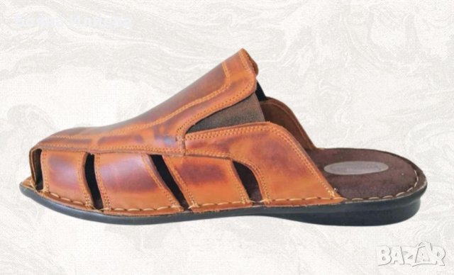 Габровски мъжки чехли от ЕСТЕСТВЕНА кожа модел 141, снимка 5 - Мъжки чехли - 28979743