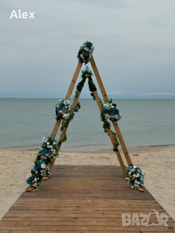 Дървени бохо сватбени арки под наем, снимка 14 - Други - 40272531