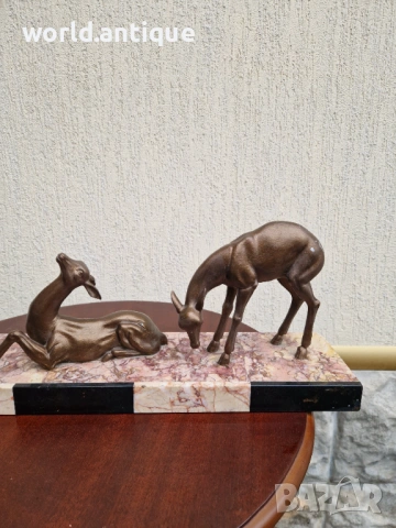 Страхотна антикварна френска фигура статуетка композиция Арт Деко , снимка 7 - Статуетки - 53063334