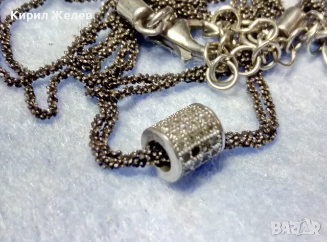 ИЗЯЩНО НЕЖНО СРЕБЪРНО КОЛИЕ СРЕБРО 925 ITALY с РОДИЕВО ПОКРИТИЕ и ИСКРЯЩИ ЦИРКОНЧЕТА 48619, снимка 4 - Колиета, медальони, синджири - 50136408