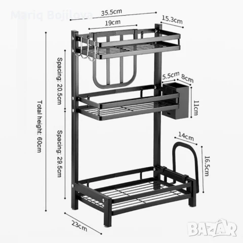 Мултифункционален стелаж за подправки 3 нива, снимка 2 - Други стоки за дома - 48922722