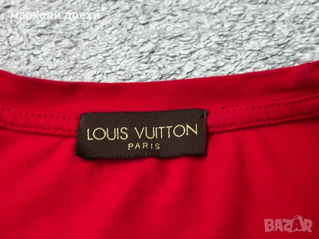 Louis Vuitton Red Pearl Detail Oversize T-shirt S, снимка 8 - Тениски - 54336147