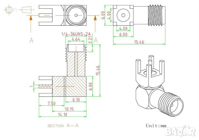 HF-Connectors - позлатени, немски, високо честотни конектори за платков монтаж , снимка 2 - Друга електроника - 55992010