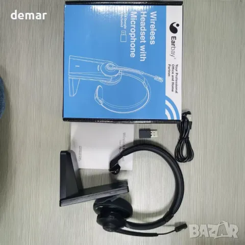 Безжични слушалки Earbay, Bluetooth с USB адаптер и зарядна база, с микрофон и шумопотискане, снимка 11 - Bluetooth слушалки - 50286358