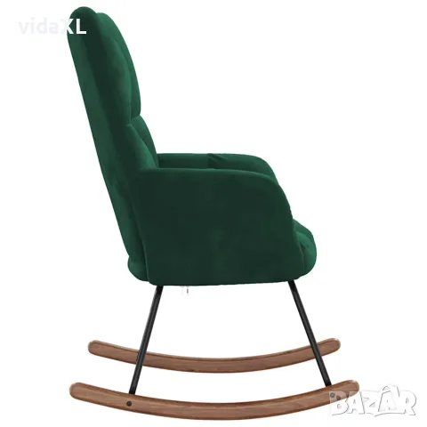 vidaXL Люлеещ стол, тъмнозелен, кадифе, снимка 5 - Столове - 56146868