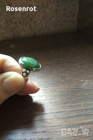 Авторски сребърен пръстен с натурален апатит  , снимка 3 - Пръстени - 30544070