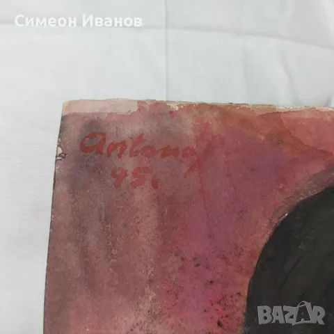 Интересна стара картина акварел портрет подписана SG2023, снимка 5 - Картини - 47577187