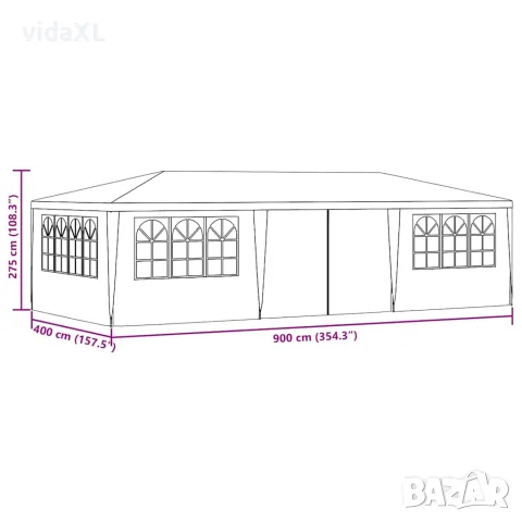 vidaXL Професионална парти шатра със стени 4x9 м антрацит 90 г/м², снимка 10 - Къмпинг мебели - 56147585