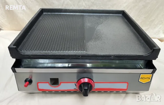 Професионална Газова скара чугунена плоча ½ Оребрена ½ Гладка 50х51см с газова защита CE, снимка 7 - Обзавеждане за заведение - 34818403