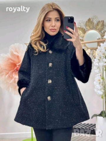Елегантно черно палто с копчета