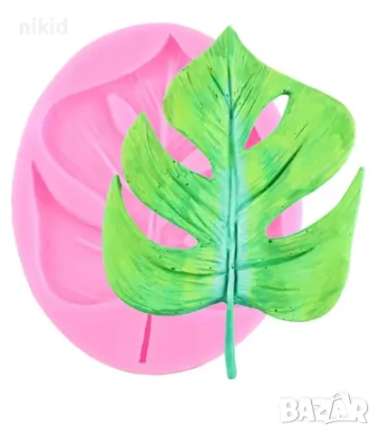 широко Хавайско тропическо листо филодендрон силиконов молд форма фондан декор, снимка 3 - Форми - 43426347