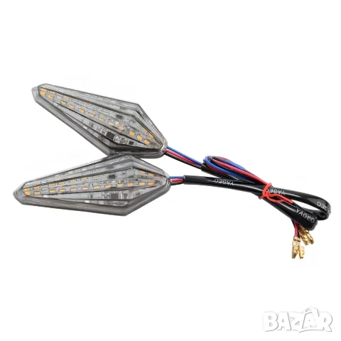 Динамични LED мигачи с бяла DRL светлина и лепящ монтаж 2 броя
