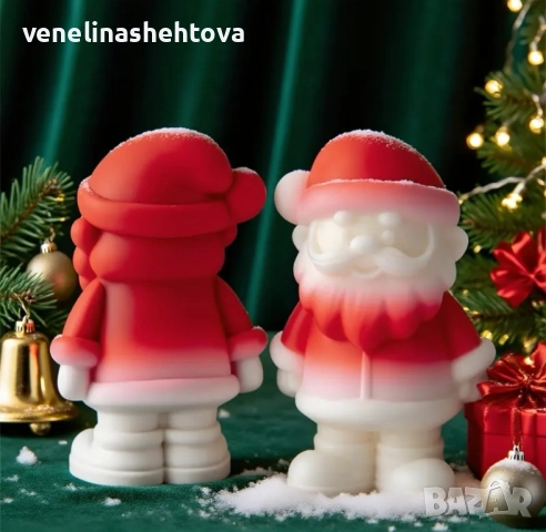 3D Голям дядо Коледа с костюм Силиконов молд форма свещи гипс сапун смола фондан , снимка 3 - Форми - 47695903