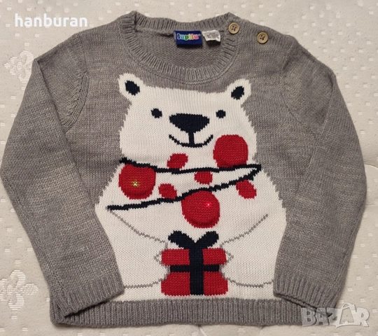 Коледен бебешки пуловер със светлини 