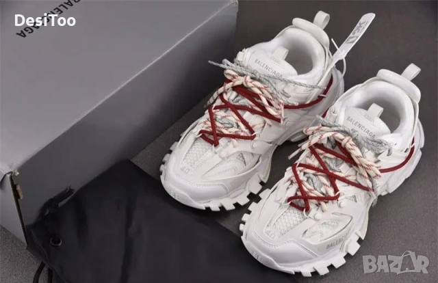 Balenciaga Track Sneaker "White/Red Laces , снимка 7 - Маратонки - 54358362