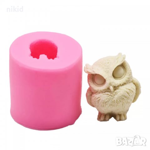 3D Сова кукувичка бухал бухалче силиконов молд форма фондан шоколад гипс свещ сапун смола, снимка 3 - Форми - 37049052