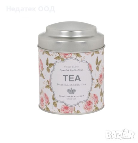  Kутия за чай, Метална, флорална, 9x11.8см