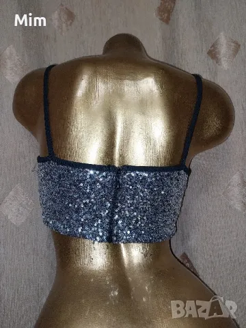 BIK BOK S Бюстие със сребристи пайети , снимка 4 - Корсети, бюстиета, топове - 50227937