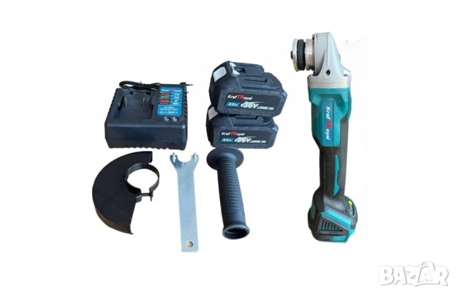 Комплект акумулаторен ъглошлайф син 95лв, снимка 3 - Други инструменти - 52556449