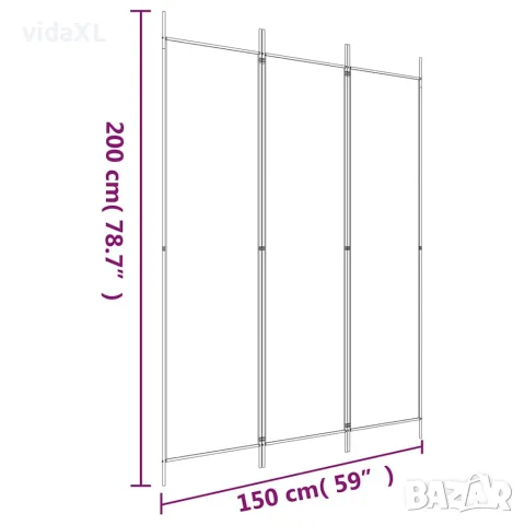 vidaXL Параван за стая, 3 панела, антрацит, 150x200 cм, текстил, снимка 8 - Паравани - 56147186